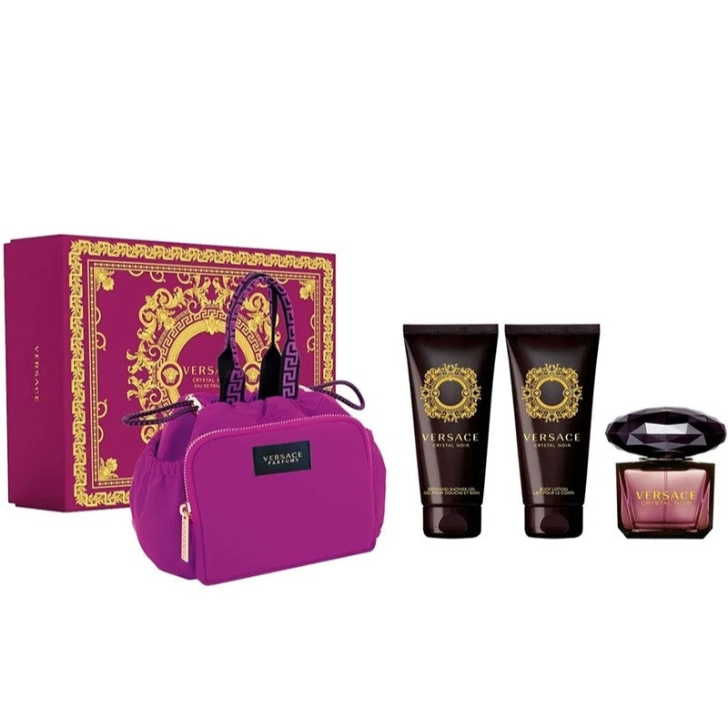 Giftset Versace Crystal Noir Edt 90ml + Body Lotion 100ml + Shower Gel 100ml + Bag